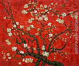 Branches of an almond tree in Blossom in Red by Vincent van Gogh